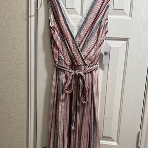 Donna Morgan Striped Maxi Dress - Pink, Blue, White